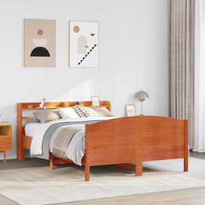vidaXL Bedframe zonder matras massief grenenhout wasbruin 135x190 cm