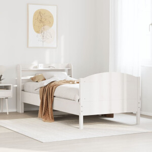 vidaXL Bedframe zonder matras massief grenenhout wit 140x200 cm