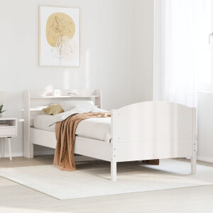 vidaXL Bedframe zonder matras massief grenenhout wit 90x200 cm