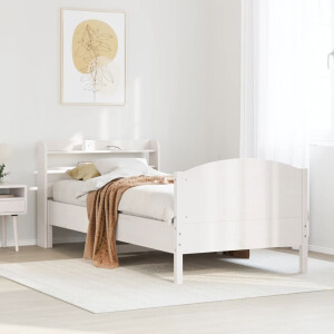 vidaXL Bedframe zonder matras massief grenenhout wit 75x190 cm