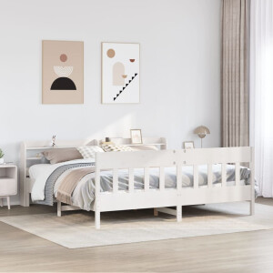 vidaXL Bedframe zonder matras massief grenenhout wit 200x200 cm