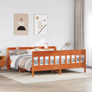 vidaXL Bedframe zonder matras massief grenenhout wasbruin 200x200 cm
