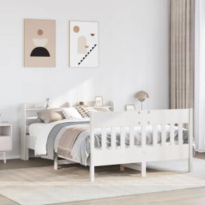 vidaXL Bedframe zonder matras massief grenenhout wit 160x200 cm