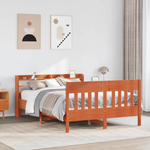 vidaXL Bedframe zonder matras massief grenenhout wasbruin 150x200 cm