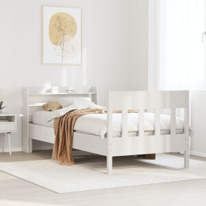 vidaXL Bedframe zonder matras massief grenenhout wit 90x190 cm