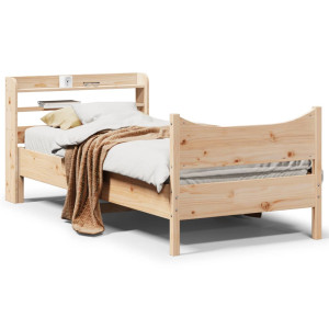 vidaXL Bedframe met hoofdbord massief grenenhout 90x190 cm
