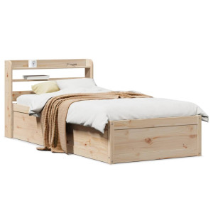 vidaXL Bedframe met hoofdbord massief grenenhout 75x190 cm