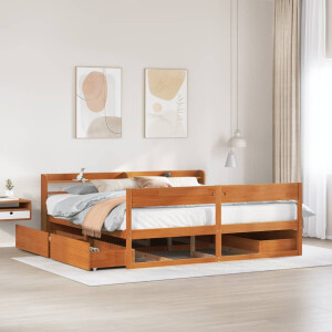 vidaXL Bedframe zonder matras massief grenenhout wasbruin 180x200 cm