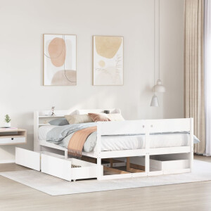 vidaXL Bedframe zonder matras massief grenenhout wit 160x200 cm