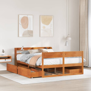 vidaXL Bedframe zonder matras massief grenenhout wasbruin 150x200 cm