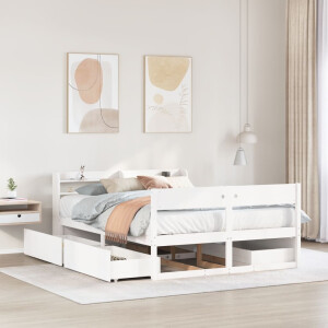 vidaXL Bedframe zonder matras massief grenenhout wit 120x200 cm