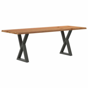 vidaXL Eettafel met natuurlijke rand 220x80x74 cm eikenhout lichtbruin