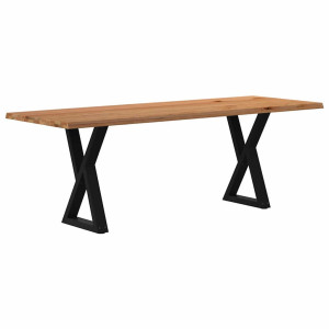 vidaXL Eettafel met natuurlijke rand 220x80x74 cm eikenhout lichtbruin