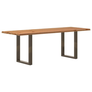 vidaXL Eettafel met natuurlijke rand 220x80x74 cm massief eikenhout