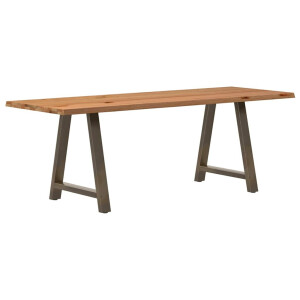 vidaXL Eettafel met natuurlijke rand 220x80x74 cm massief eikenhout
