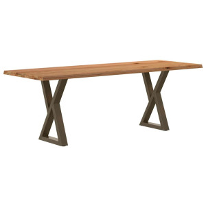 vidaXL Eettafel met natuurlijke rand 220x80x74 cm eikenhout lichtbruin