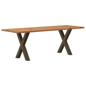 vidaXL Eettafel met natuurlijke rand 220x80x74 cm massief eikenhout