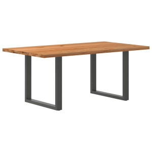 vidaXL Eettafel rechthoekig 180x100x74 cm massief eikenhout lichtbruin
