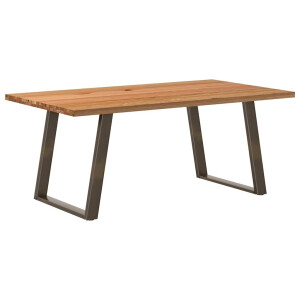 vidaXL Eettafel rechthoekig 180x100x74 cm massief eikenhout lichtbruin