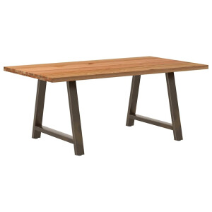 vidaXL Eettafel rechthoekig 180x100x74 cm massief eikenhout lichtbruin