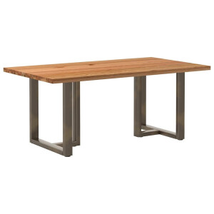 vidaXL Eettafel rechthoekig 180x100x74 cm massief eikenhout lichtbruin