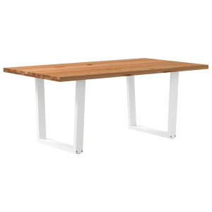 vidaXL Eettafel met natuurlijke rand 180x100x74 cm massief eikenhout