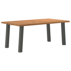 vidaXL Eettafel rechthoekig 180x100x74 cm massief eikenhout lichtbruin