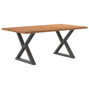 vidaXL Eettafel met natuurlijke rand 180x100x74cm eikenhout lichtbruin