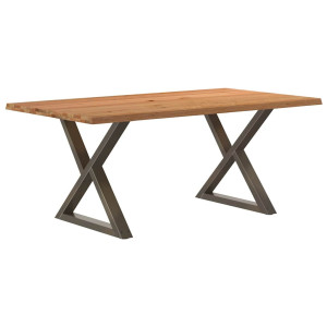 vidaXL Eettafel met natuurlijke rand 180x100x74cm eikenhout lichtbruin