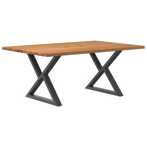 vidaXL Eettafel met natuurlijke rand 180x120x74cm eikenhout lichtbruin