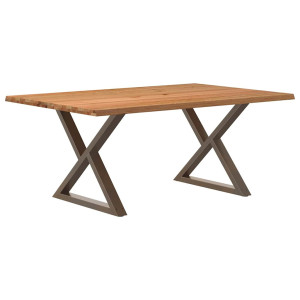 vidaXL Eettafel met natuurlijke rand 180x120x74cm eikenhout lichtbruin