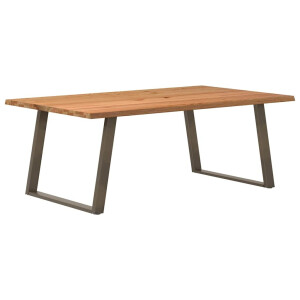 vidaXL Eettafel met natuurlijke rand massief eikenhout rechthoekig
