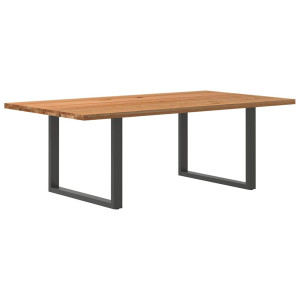 vidaXL Eettafel rechthoekig 220x120x74 cm massief eikenhout lichtbruin