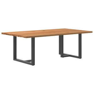 vidaXL Eettafel rechthoekig 220x120x74 cm massief eikenhout lichtbruin