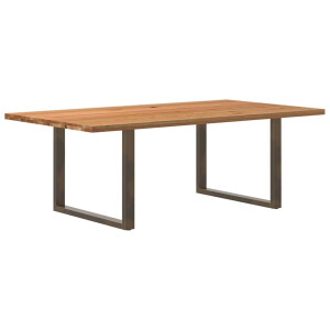 vidaXL Eettafel rechthoekig 220x120x74 cm massief eikenhout lichtbruin