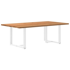 vidaXL Eettafel rechthoekig 220x120x74 cm massief eikenhout lichtbruin