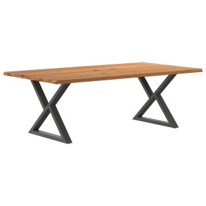 vidaXL Eettafel met boomrand 220x120x74 cm massief hout eiken