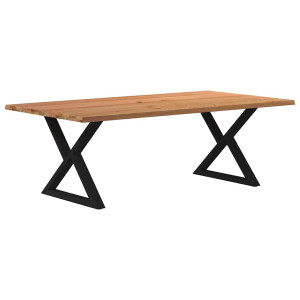 vidaXL Eettafel met boomrand 220x120x74 cm massief hout eiken