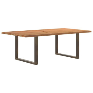 vidaXL Eettafel met natuurlijke rand 220x120x74 cm massief eikenhout