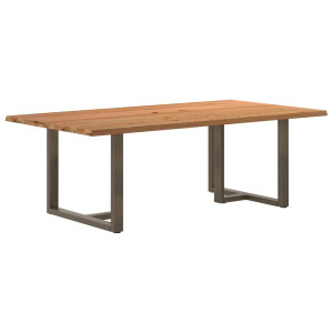 vidaXL Eettafel met natuurlijke rand 220x120x74 cm massief eikenhout