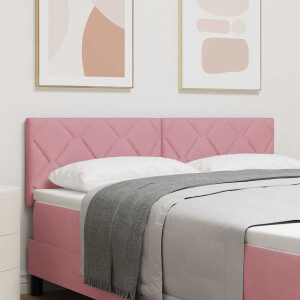 vidaXL LED Hoofdbord Roze 144 cm Fluweel