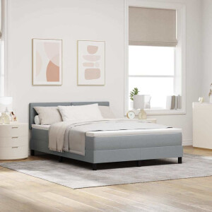vidaXL Boxspringbed met hoofdeinde Lichtgrijs 160 x 200 cm Stof