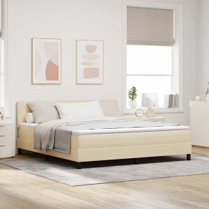 vidaXL Boxspringbed met kussen met hoofdeinde Crème 180 x 200 cm Stof