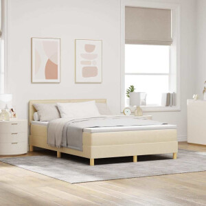 vidaXL Boxspringbed met kussen met hoofdeinde Crème 140 x 190 cm Stof