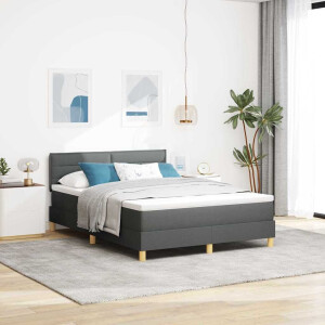 vidaXL Boxspringbed met kussen Donkergrijs 140 x 200 cm Stof
