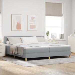 vidaXL Boxspringbed met kussen Lichtgrijs 200 x 200 cm Stof