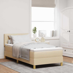 vidaXL Boxspringbed met kussen met hoofdeinde Crème 100 x 200 cm Stof