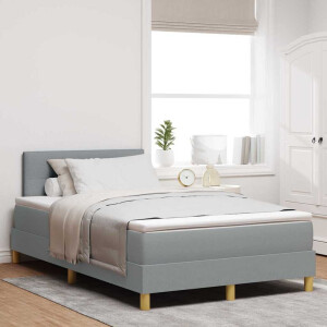 vidaXL Boxspringbed met kussen Lichtgrijs 120 x 190 cm Stof