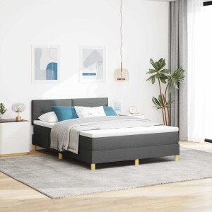 vidaXL Boxspringbed met kussen Donkergrijs 160 x 200 cm Stof