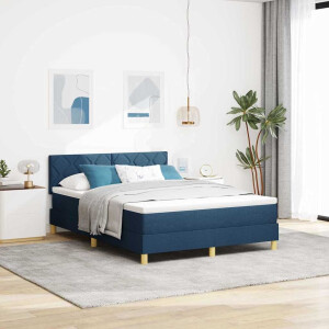 vidaXL Boxspringbed met kussen met hoofdeinde Blauw 140 x 200 cm Stof